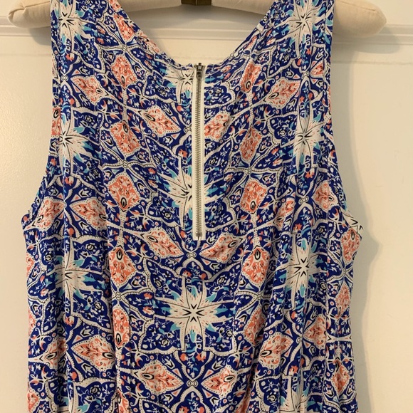 Blue and Peach Patterned High-low Dress - Picture 3 of 3
